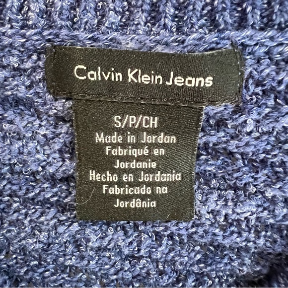 Calvin Klein Jeans Women’s Stretchy Ribbed Textured Denim Look V-Neck Sweater S - Picture 9 of 10